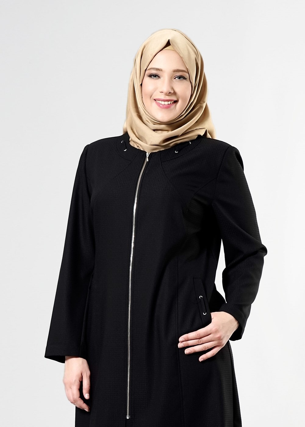 Vêtements hijab NOIR T 1529 Duke Tesettür Trench-Alv Fashion