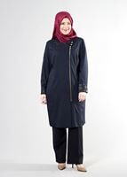 Hijab clothing NAVY BLUE T 1543 Natalia Tesettür Trench-Alv Fashion