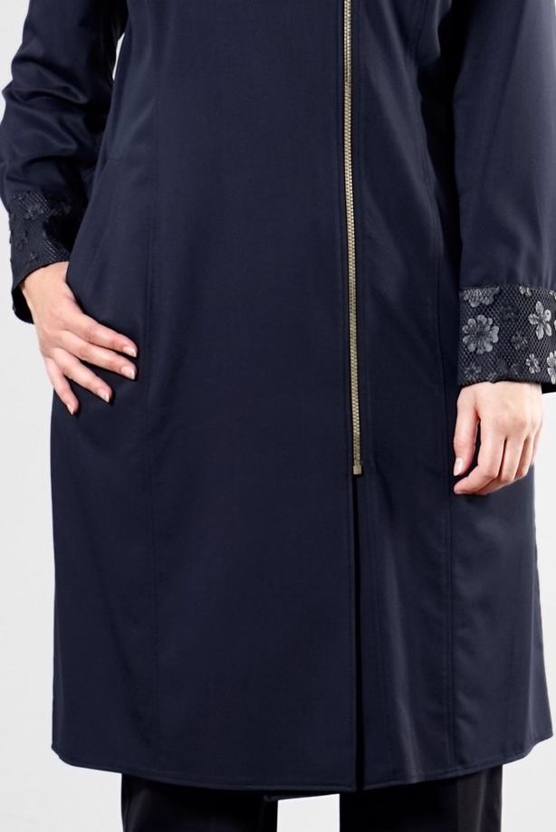 Vêtements hijab BLEU MARINE T 1543 Natalia Tesettür Trench-Alv Fashion - TRENDTESETTÜR