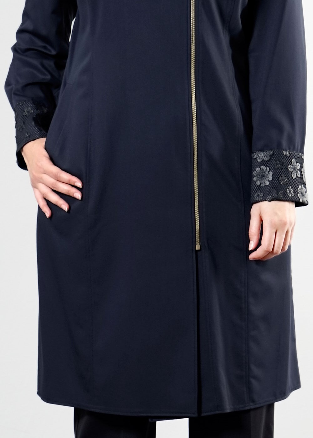 Tesettür giyim LACİVERT T 1543 Natalia Tesettür Trench-Alv Fashion
