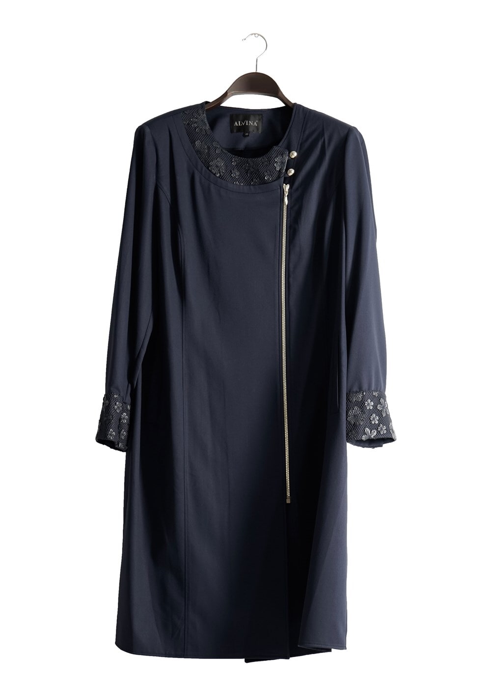 Hijab clothing NAVY BLUE T 1543 Natalia Tesettür Trench-Alv Fashion