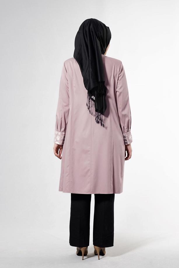 Vêtements hijab POUDRE T 1543 Natalia Tesettür Trench-Alv Fashion - TRENDTESETTÜR