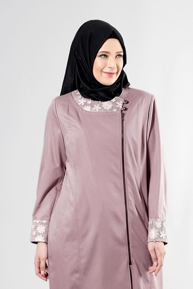 Vêtements hijab POUDRE T 1543 Natalia Tesettür Trench-Alv Fashion - TRENDTESETTÜR