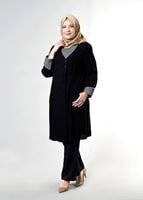 Hijab clothing BLACK T 1587 Esma Tesettür Trench-Alv Fashion