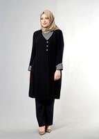 Hijab clothing BLACK T 1587 Esma Tesettür Trench-Alv Fashion