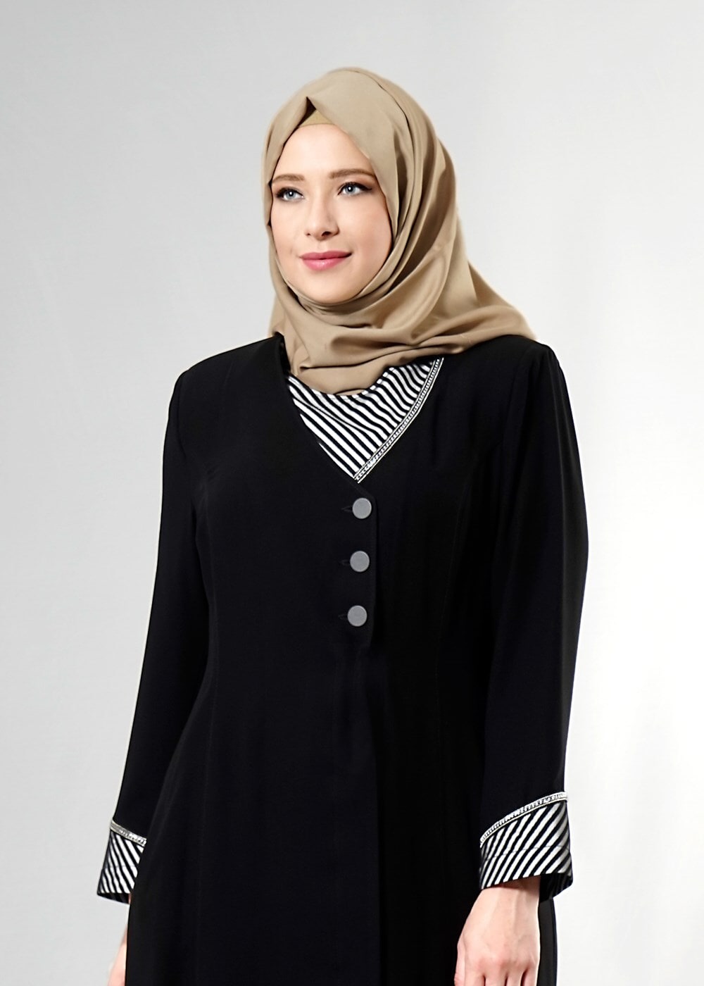 Tesettür giyim SİYAH T 1587 Esma Tesettür Trench-Alv Fashion