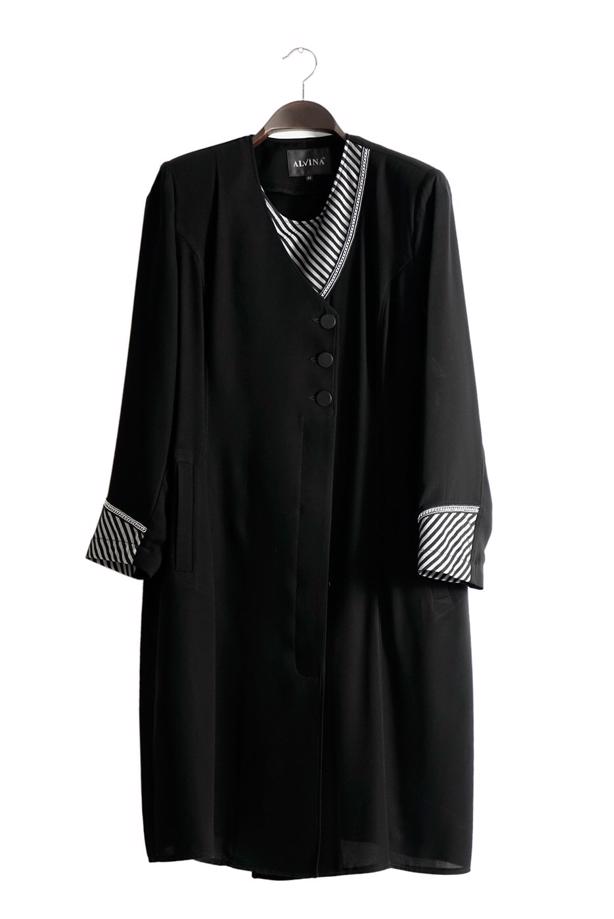 Vêtements hijab NOIR T 1587 Esma Tesettür Trench-Alv Fashion - TRENDTESETTÜR