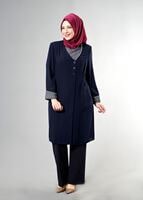 Hijab clothing NAVY BLUE T 1587 Esma Tesettür Trench-Alv Fashion