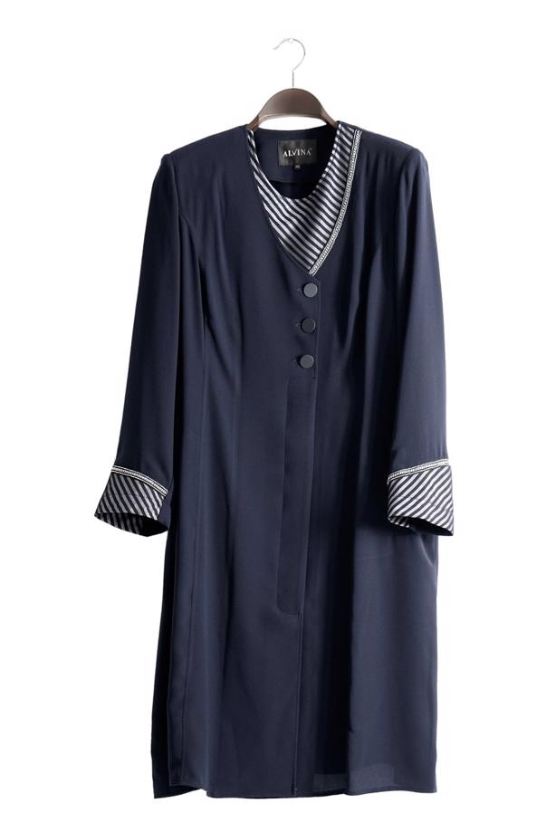 Vêtements hijab BLEU MARINE T 1587 Esma Tesettür Trench-Alv Fashion - TRENDTESETTÜR