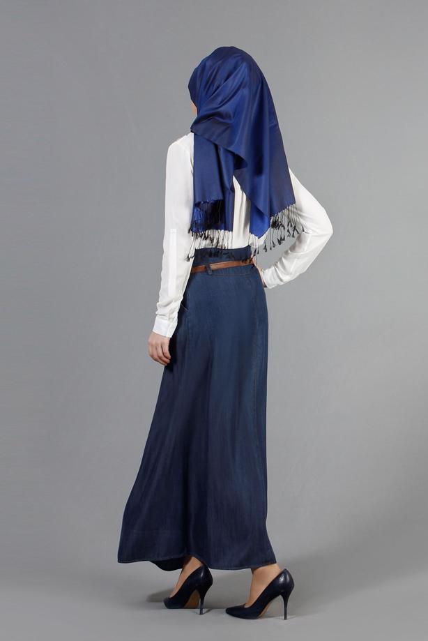 Vêtements hijab  T 785 Yüceller Pileli Düğme Detaylı Etek - TRENDTESETTÜR