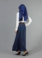 Hijab clothing NAVY BLUE T 785 Yüceller Pileli Düğme Detaylı Etek