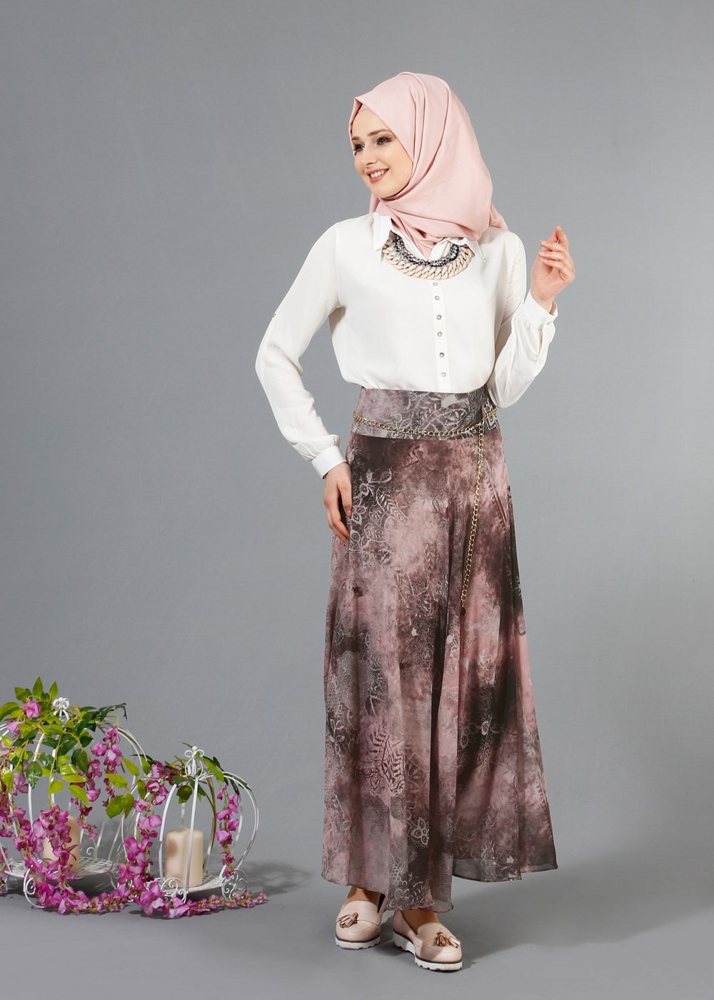 Hijab clothing POWDER T 2405 Yüceller Mevlana Şifon Etek