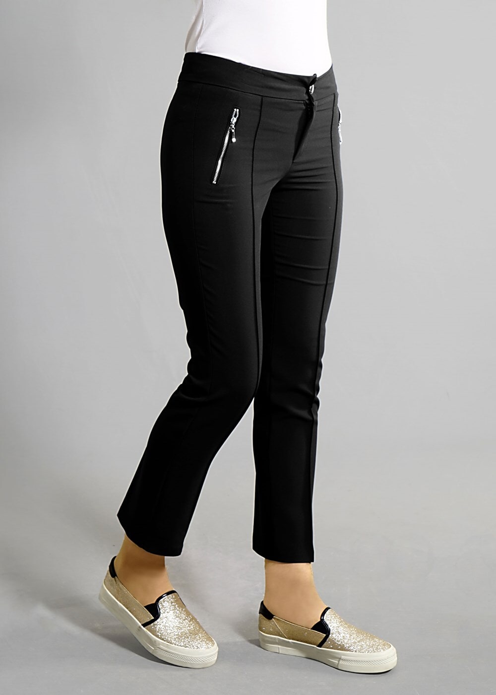 Vêtements hijab NOIR T 2723 Yüceller Fermuar Detaylı Pantolon