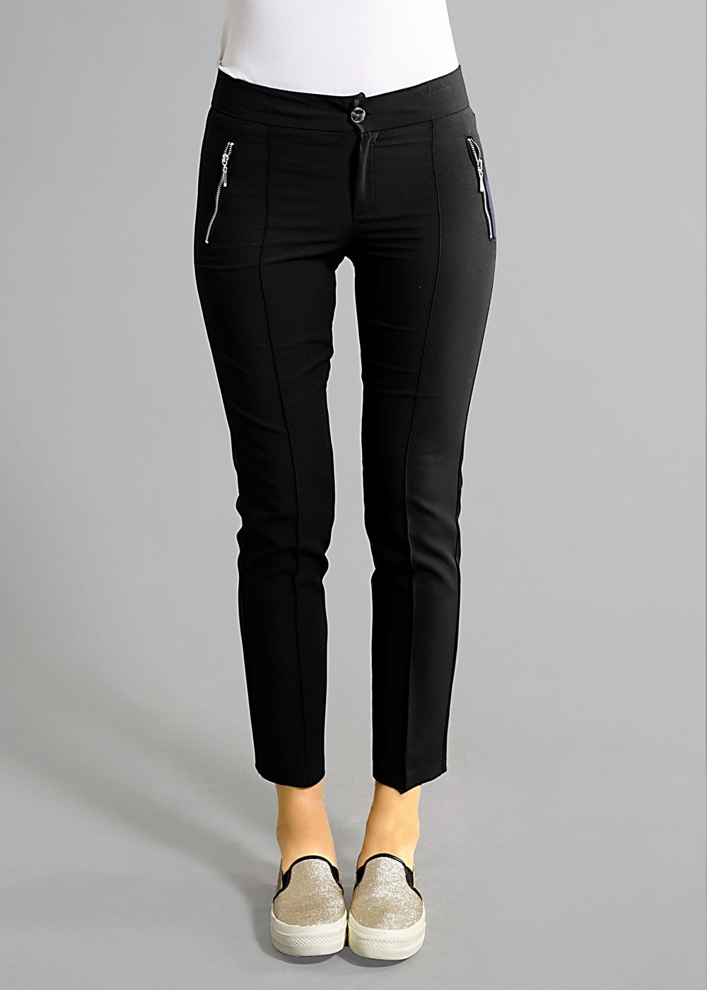 Vêtements hijab NOIR T 2723 Yüceller Fermuar Detaylı Pantolon