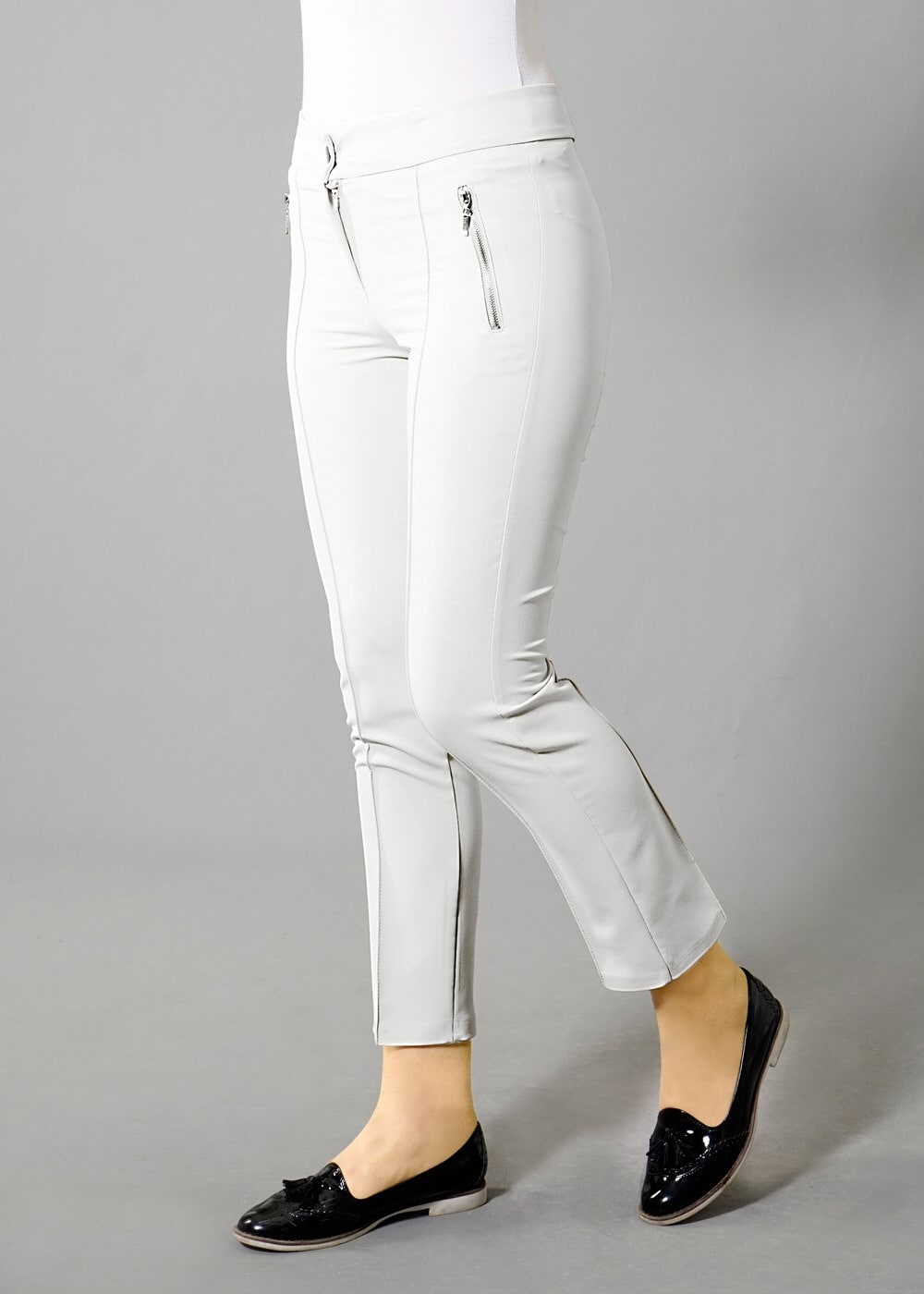 Hijab clothing CREAM T 2723 Yüceller Fermuar Detaylı Pantolon