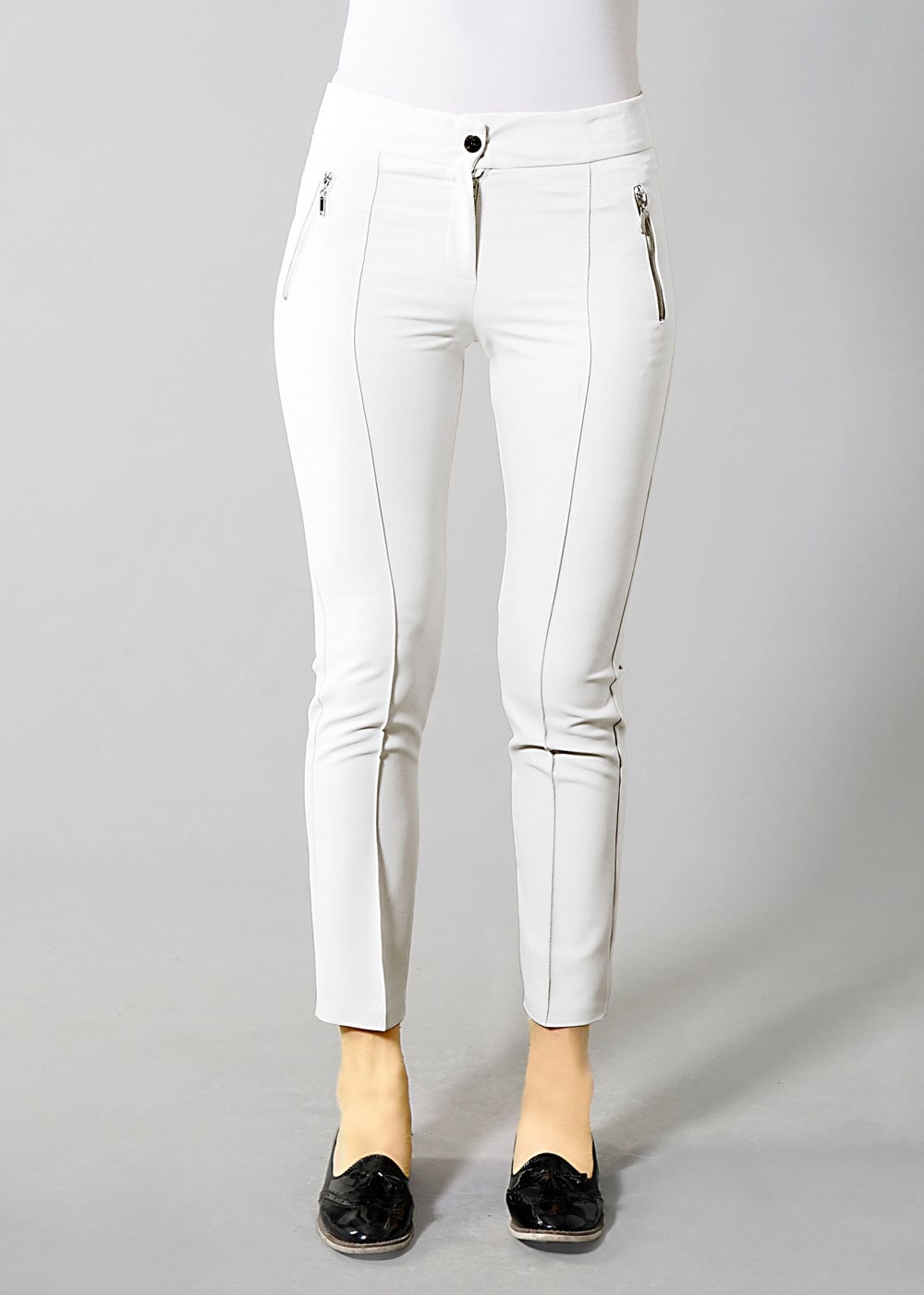 Hijab clothing CREAM T 2723 Yüceller Fermuar Detaylı Pantolon