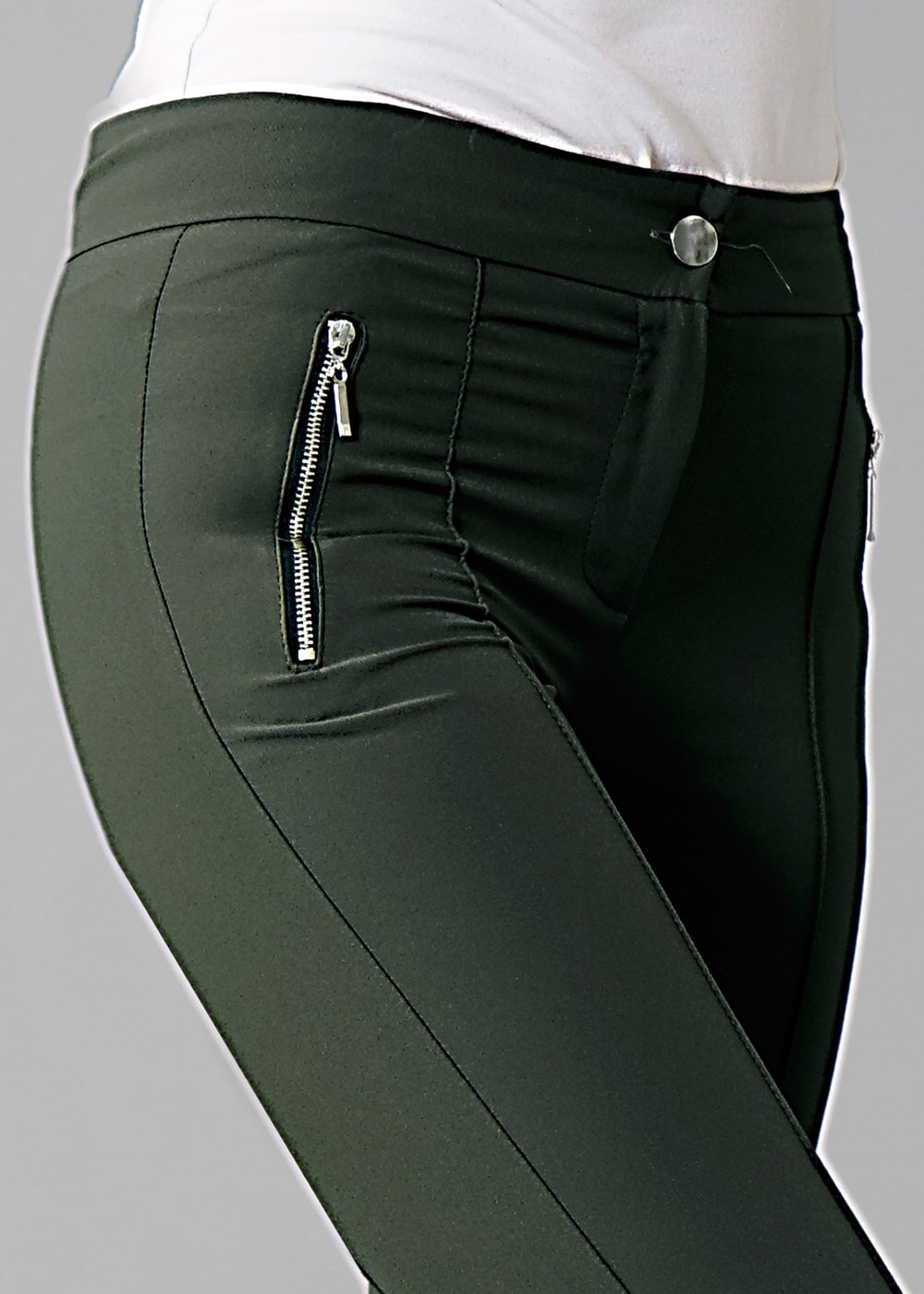 Vêtements hijab VERT T 2723 Yüceller Fermuar Detaylı Pantolon