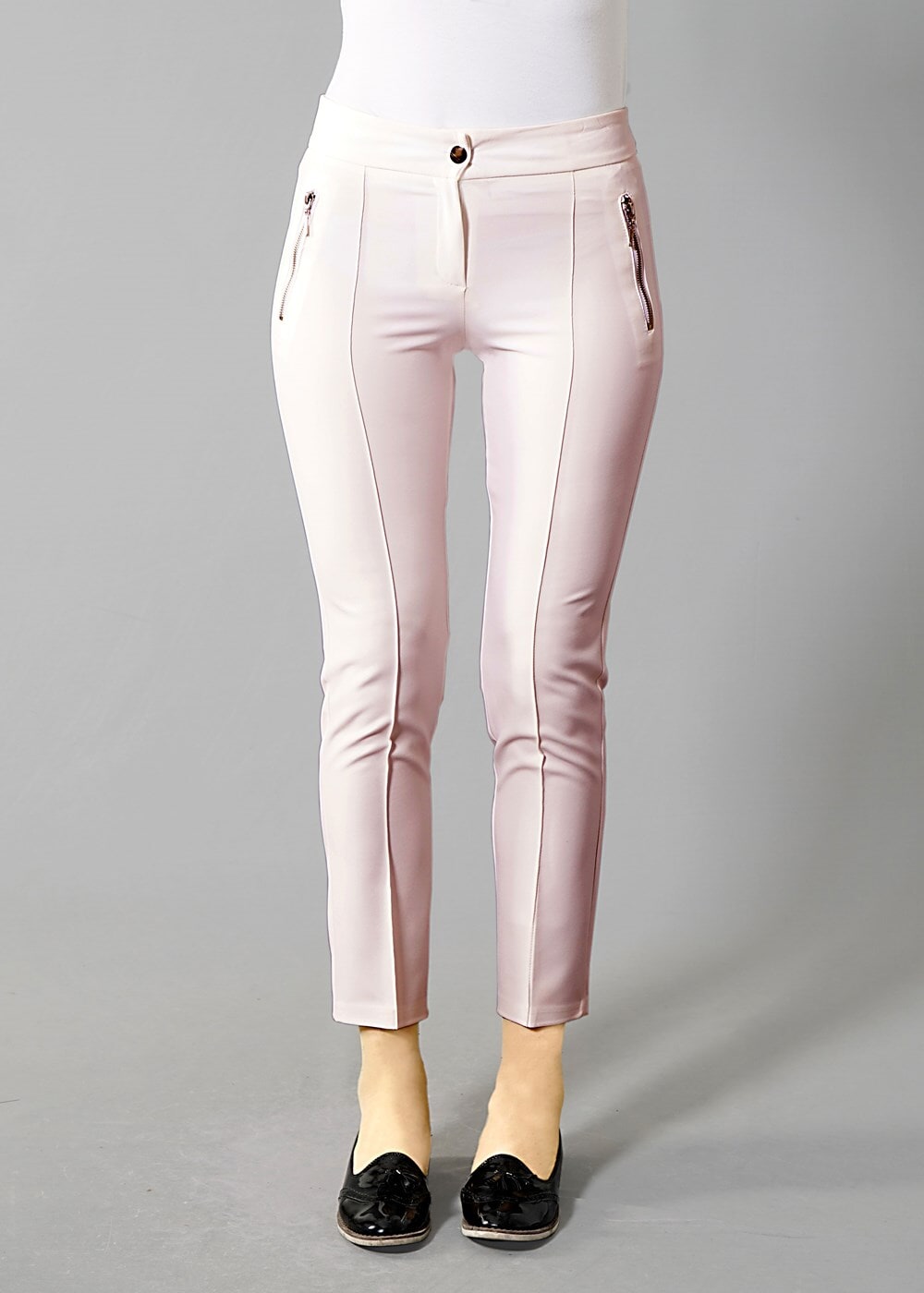 Vêtements hijab ÉCRU T 2723 Yüceller Fermuar Detaylı Pantolon