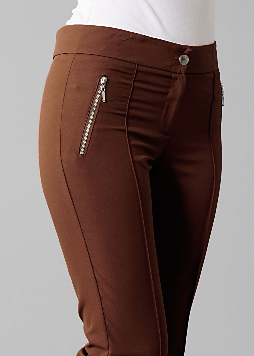 Vêtements hijab BRUN T 2723 Yüceller Fermuar Detaylı Pantolon