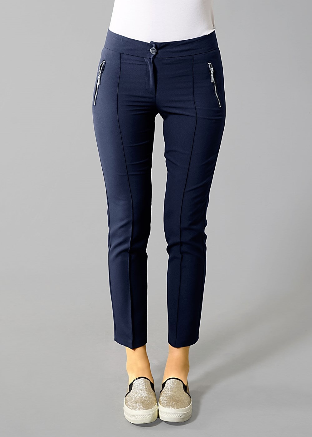 Hijab clothing NAVY BLUE T 2723 Yüceller Fermuar Detaylı Pantolon