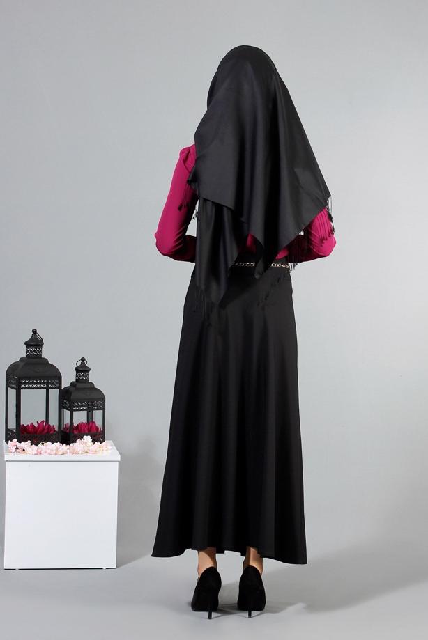 Vêtements hijab  T 2726 Yüceller Kendinden Desenli Kloş Etek - TRENDTESETTÜR