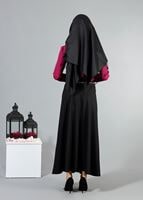 Vêtements hijab NOIR T 2726 Yüceller Kendinden Desenli Kloş Etek