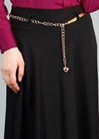 Vêtements hijab NOIR T 2726 Yüceller Kendinden Desenli Kloş Etek