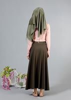 Vêtements hijab KAKI T 2726 Yüceller Kendinden Desenli Kloş Etek