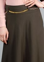 Vêtements hijab KAKI T 2726 Yüceller Kendinden Desenli Kloş Etek