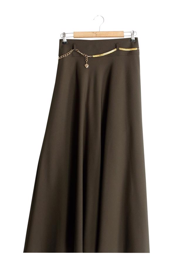 Vêtements hijab  T 2726 Yüceller Kendinden Desenli Kloş Etek - TRENDTESETTÜR