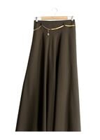 Vêtements hijab KAKI T 2726 Yüceller Kendinden Desenli Kloş Etek