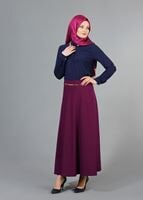 Hijab clothing PLUM T 2726 Yüceller Kendinden Desenli Kloş Etek