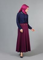 Vêtements hijab PRUNE T 2726 Yüceller Kendinden Desenli Kloş Etek