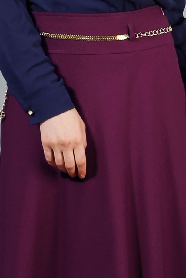 Vêtements hijab  T 2726 Yüceller Kendinden Desenli Kloş Etek - TRENDTESETTÜR