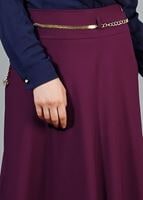 Vêtements hijab PRUNE T 2726 Yüceller Kendinden Desenli Kloş Etek