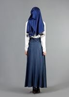 Hijab clothing NAVY BLUE T 2764 Yüceller Düğme Detaylı Kloş Etek