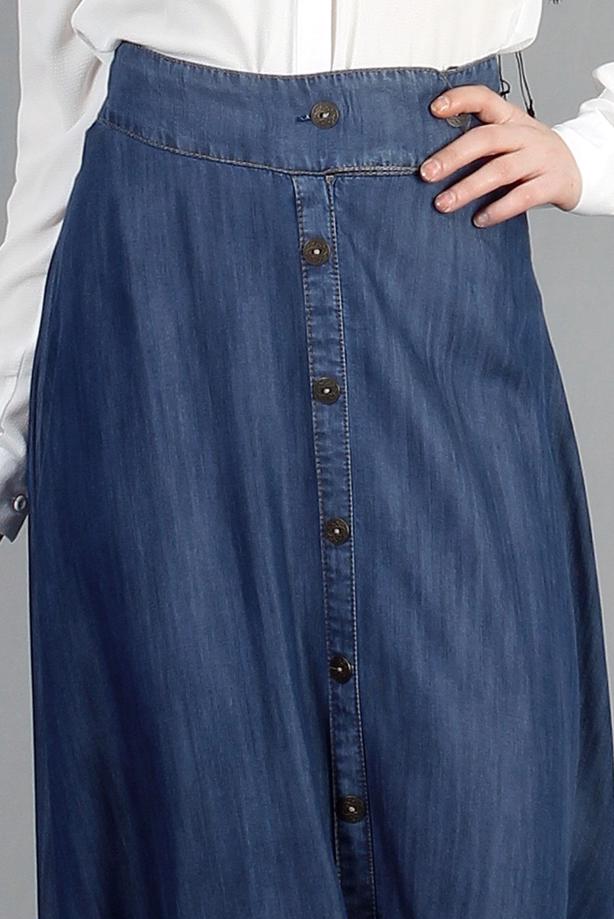 Vêtements hijab  T 2764 Yüceller Düğme Detaylı Kloş Etek - TRENDTESETTÜR