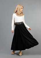 Vêtements hijab NOIR T 2769 Yüceller Taş İşlemeli Mevlana Etek