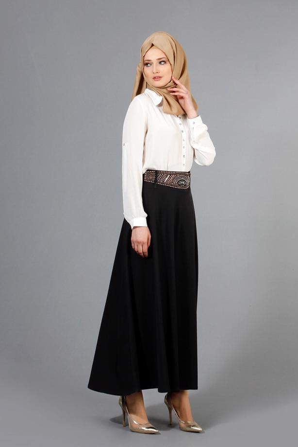 Vêtements hijab  T 2769 Yüceller Taş İşlemeli Mevlana Etek - TRENDTESETTÜR