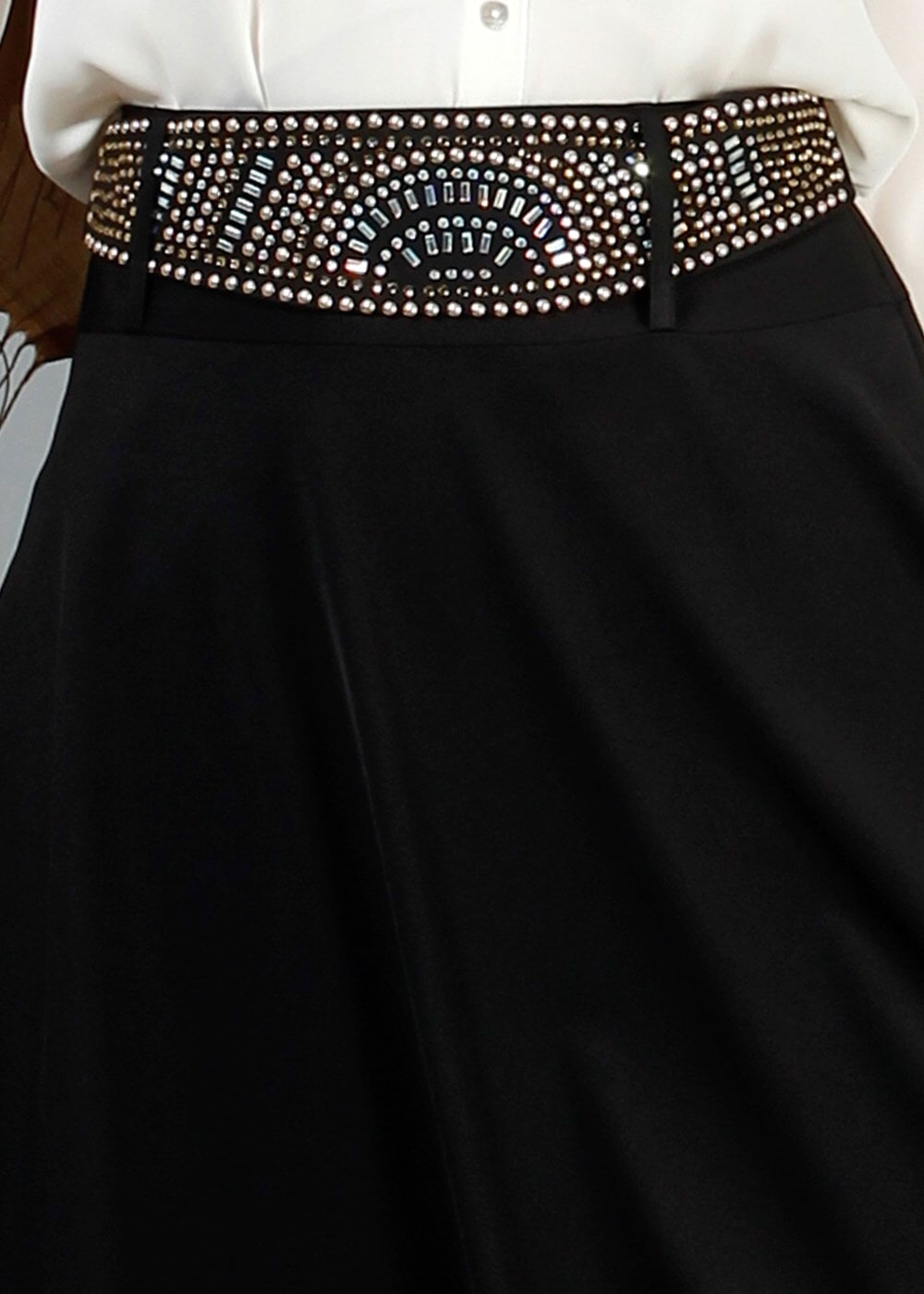 Vêtements hijab NOIR T 2769 Yüceller Taş İşlemeli Mevlana Etek