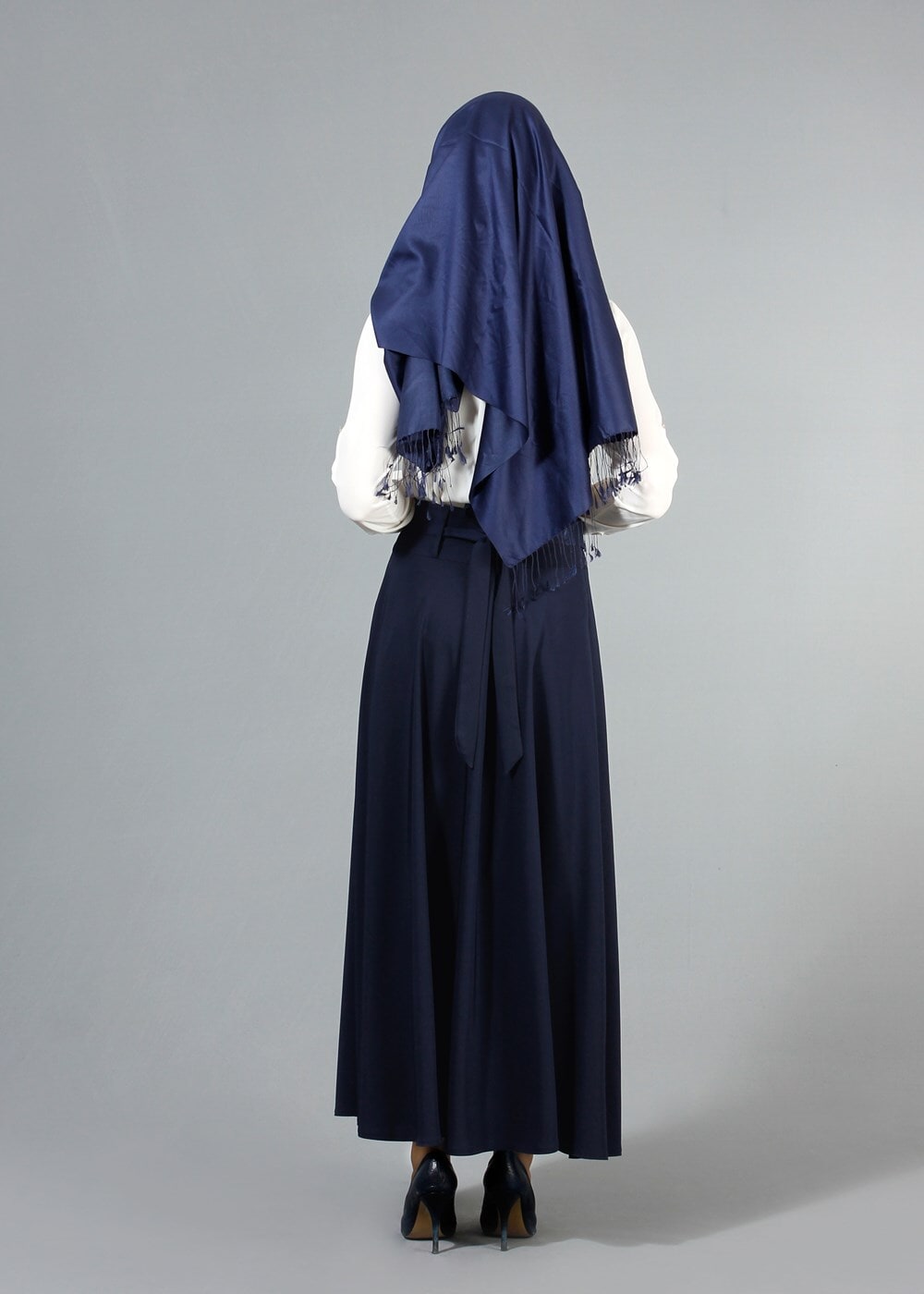 Vêtements hijab BLEU MARINE T 2769 Yüceller Taş İşlemeli Mevlana Etek