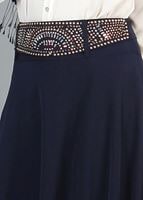 Vêtements hijab BLEU MARINE T 2769 Yüceller Taş İşlemeli Mevlana Etek