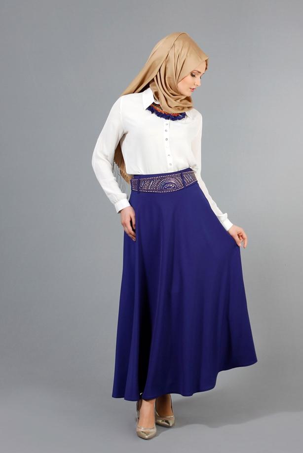 Vêtements hijab  T 2769 Yüceller Taş İşlemeli Mevlana Etek - TRENDTESETTÜR