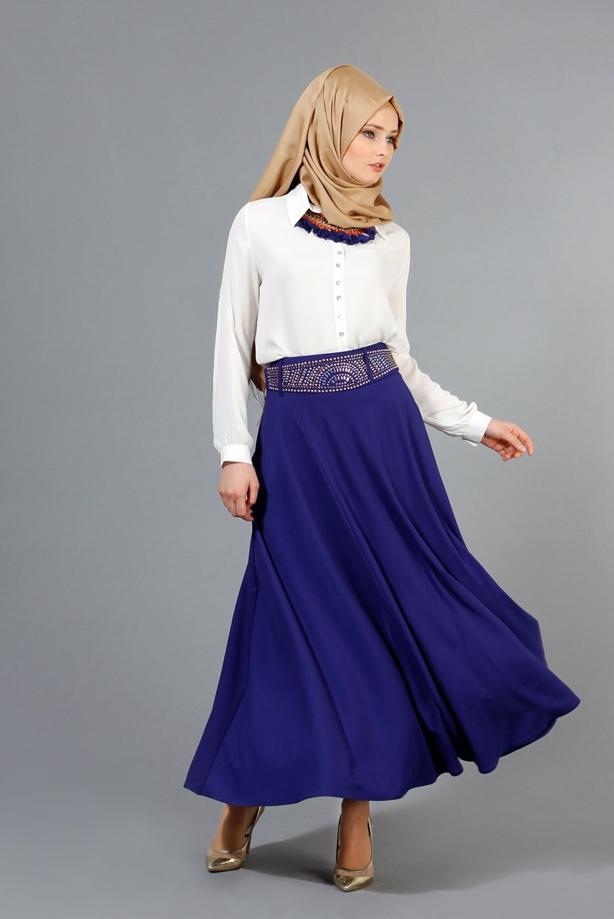 Vêtements hijab  T 2769 Yüceller Taş İşlemeli Mevlana Etek - TRENDTESETTÜR