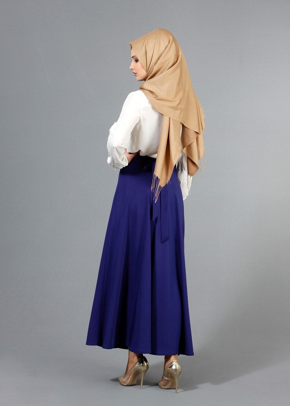 Hijab clothing NAVY BLUE T 2769 Yüceller Taş İşlemeli Mevlana Etek