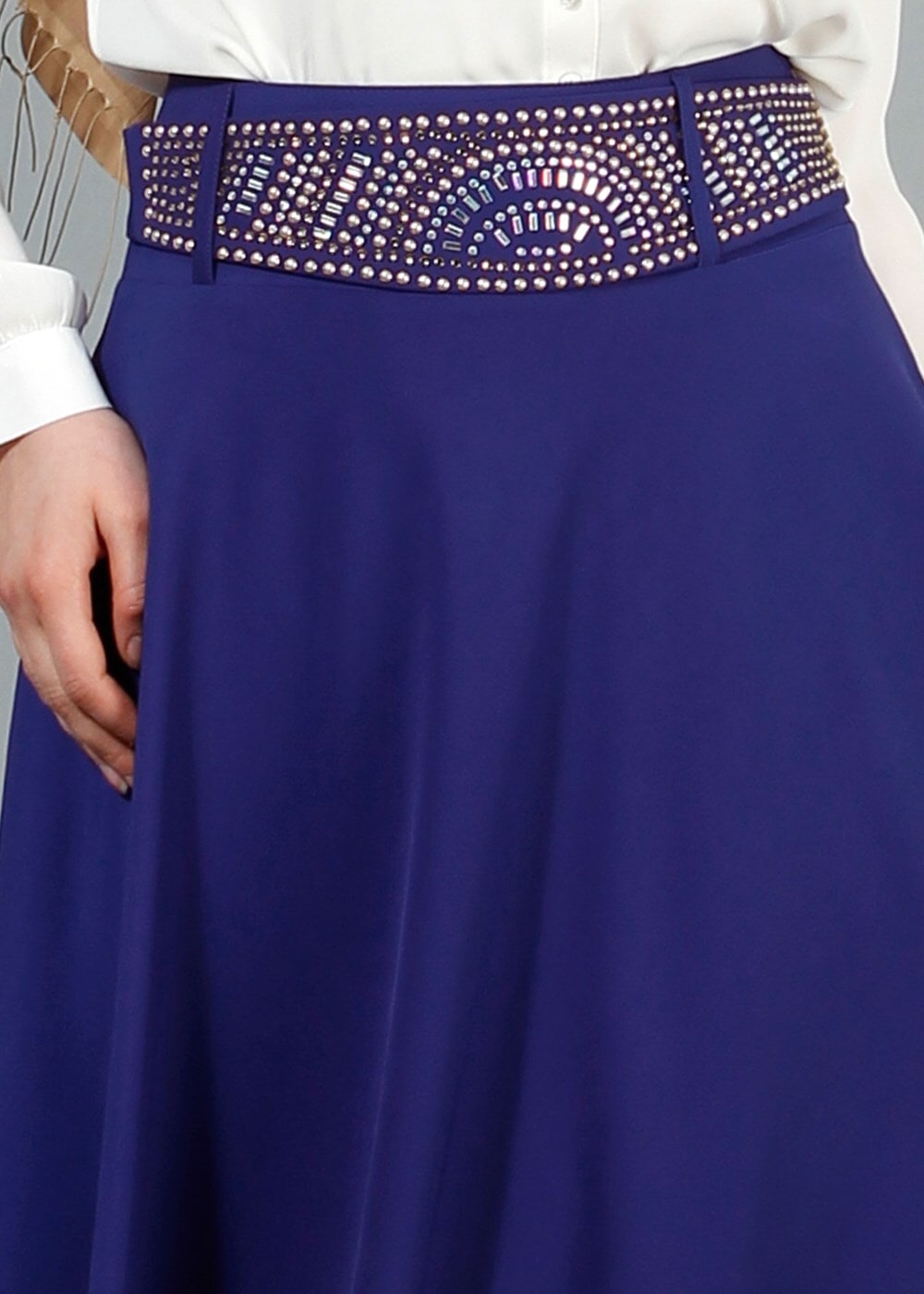 Hijab clothing NAVY BLUE T 2769 Yüceller Taş İşlemeli Mevlana Etek
