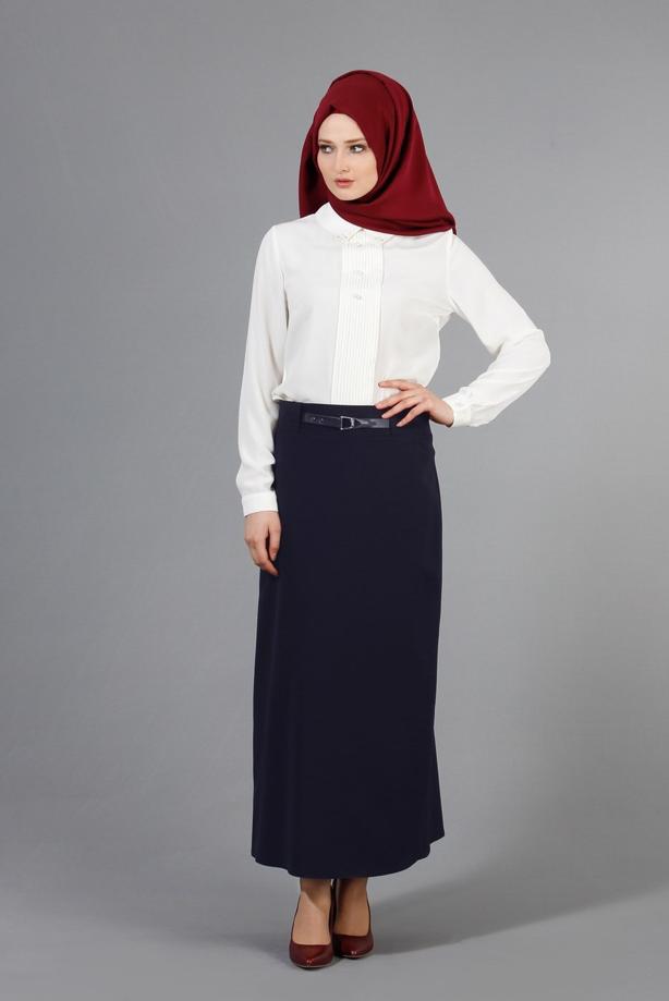 Vêtements hijab  T 2780 Yüceller Kemerli Düz Etek - TRENDTESETTÜR