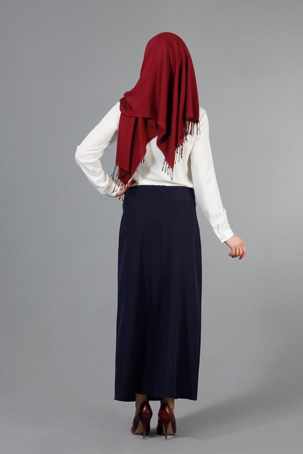 Vêtements hijab  T 2780 Yüceller Kemerli Düz Etek - TRENDTESETTÜR