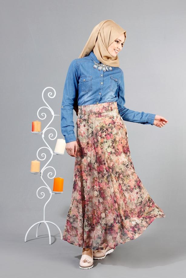 Vêtements hijab  T 2405-1 Yüceller Dijital Baskılı Mevlana Etek - TRENDTESETTÜR