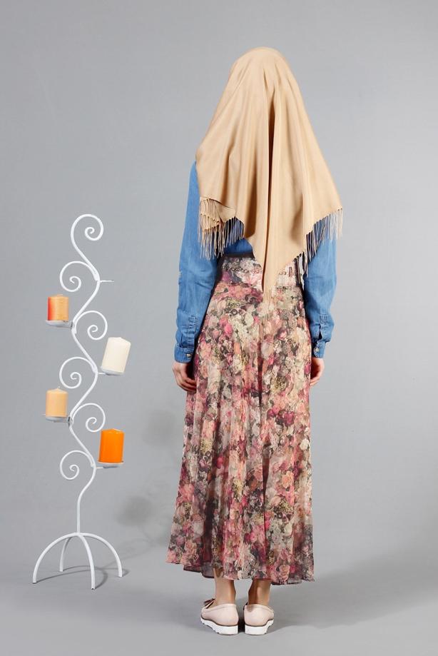 Vêtements hijab  T 2405-1 Yüceller Dijital Baskılı Mevlana Etek - TRENDTESETTÜR